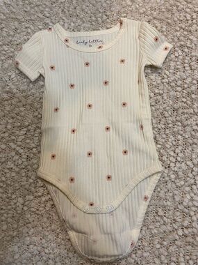Lovely Little Cream Ribbed Floral Baby Bodysuit